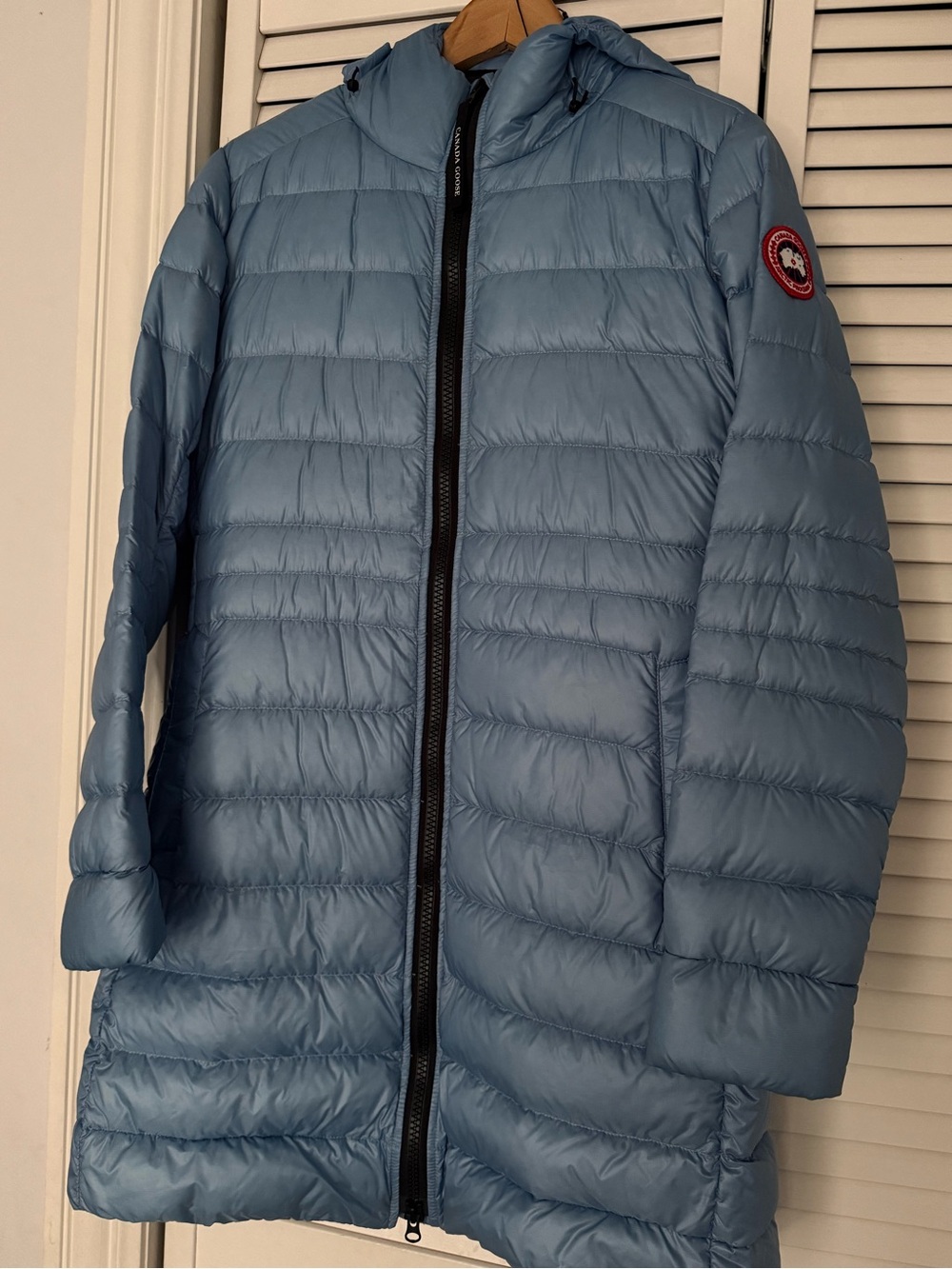 Canada Goose Light Blue Quilted Down Jacket with Hood